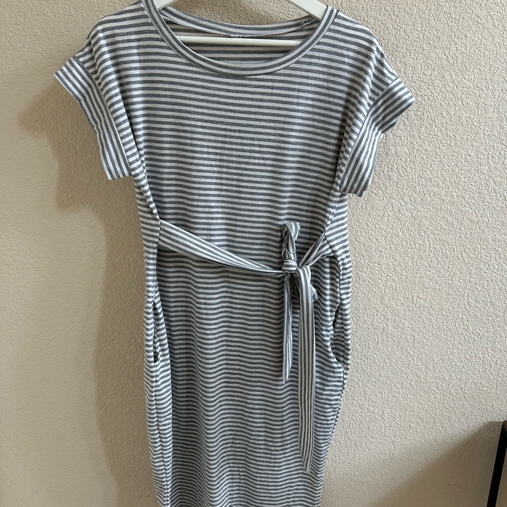 Striped Gray Casual Dress